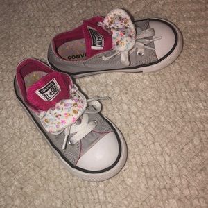 3/$25 Toddler Pink and Gray Converse Shoes size 8